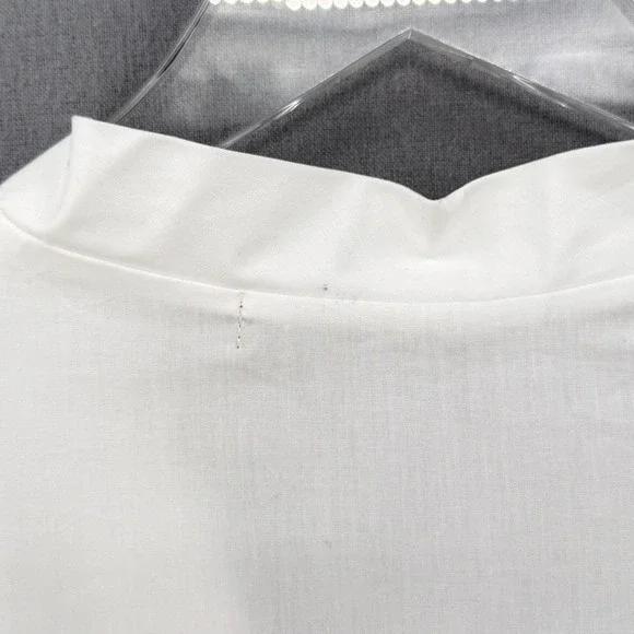 ENZA COSTA Poplin mariner Shirt Medium White V Neck Long Sleeve Quite Luxury NEW - Picture 14 of 16